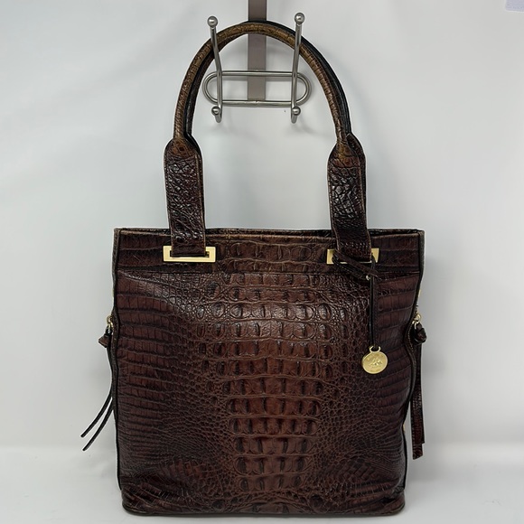 Brahmin Handbags - Brahmin Dark Brown Side Zippered Pockets Shoulder Bag Purse